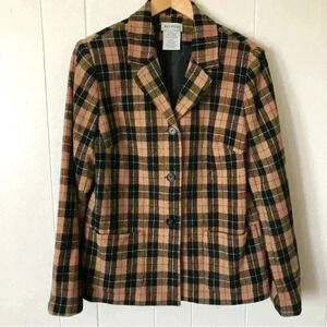 White Stag Lightweight Vintage Plaid Wool Blend Jacket Blazer Size 12